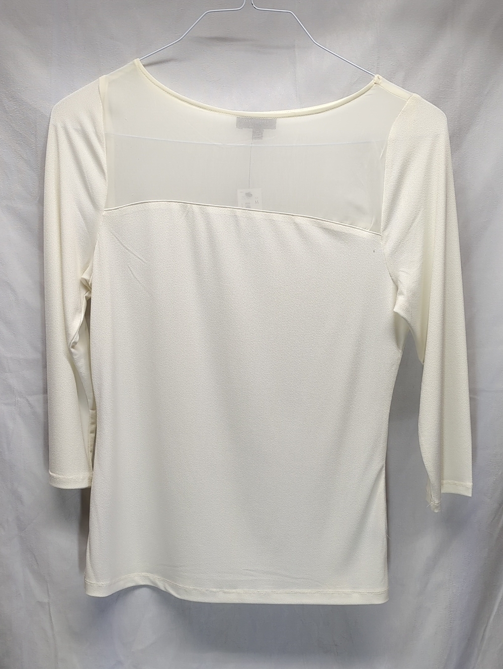 The Limited Cream Sheer Yoke Long Sleeve Boatneck Top